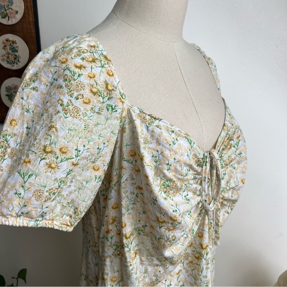 Ditsy Floral Linen Blend Summer Dress Large - Picture 4 of 8